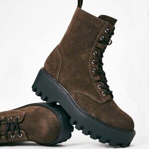 JustFab Brown Combat Boots
